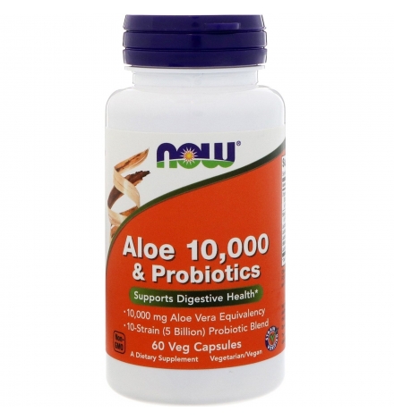 Now Foods Aloe 10000 & Probiotics 60 Veg Capsules Now Foods Aloe 10000 & Probiotics 60 Veg Capsules