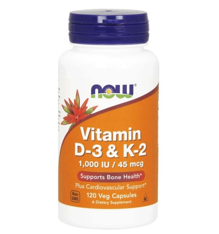 Now Foods Vitamin D-3 & K2 120 Veg Caps