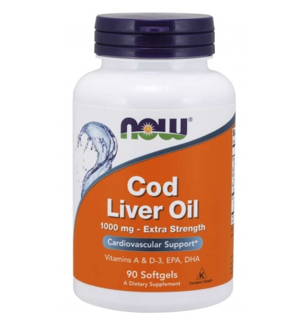 Now Foods Cod Liver Oil, Extra Strength 1,000 mg 90 Softgels