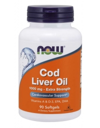 Now Foods Cod Liver Oil, Extra Strength 1000 mg 90 Softgels