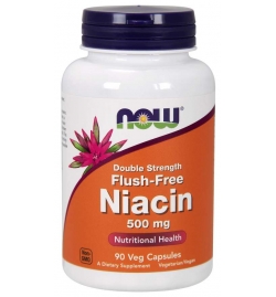 Now Foods Niacin 500 mg, Double Strength Flush-Free 90  Veg Capsules