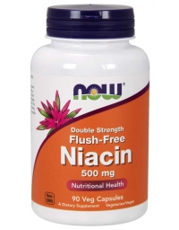 Now Foods Niacin 500 mg, Double Strength Flush-Free 90  Veg Capsules