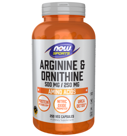 Now Foods Arginine & Ornithine 500 mg / 250 mg 250 Veg Capsules