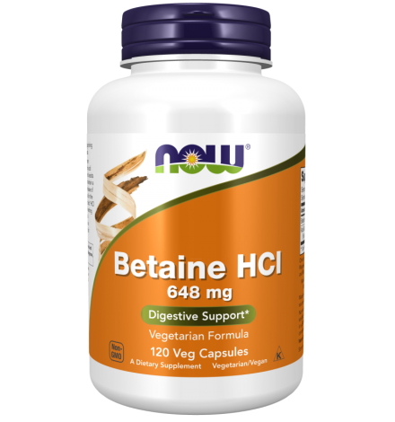 Now Foods Betaine HCl 648 mg -120 Veg Capsules