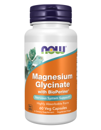 Now Foods Magnesium Glycinate with BioPerine®  60Veg Capsules